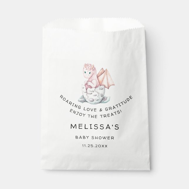 PINK HATCHING DRAGON BABY SHOWER FAVOR BAG (Front)