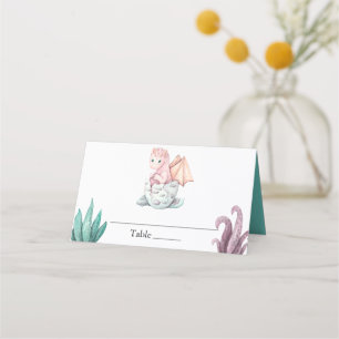 Pink Hatching Dragon Baby Shower Place Card