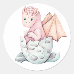 Pink Hatching Dragon Classic Round Sticker