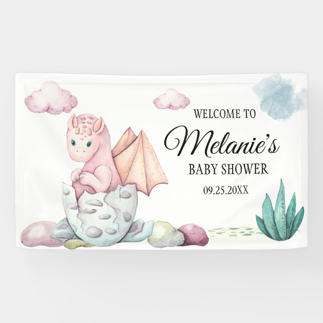 Pink Hatching Dragon Pink Clouds Backdrop  Banner (Horizontal)