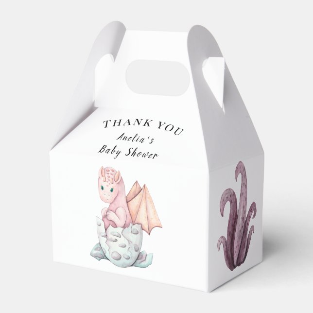 Pink Hatching Dragon Thank You  Favor Boxes (Front Side)