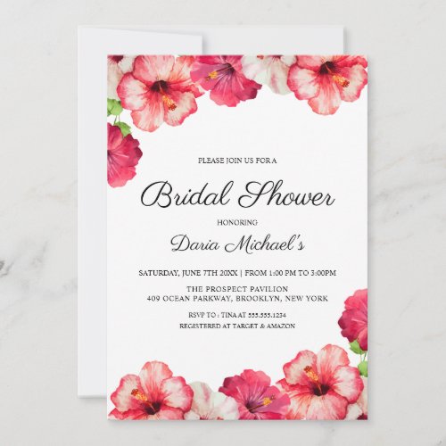 Pink Hawaiian Bridal Shower Invitation