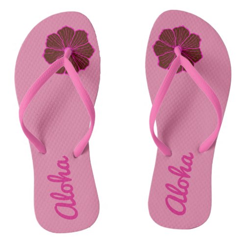 Pink Hawaiian Flower Flip Flops Gift