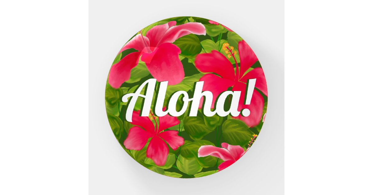 Pink Hawaiian Hibiscus Aloha! Paperweight | Zazzle