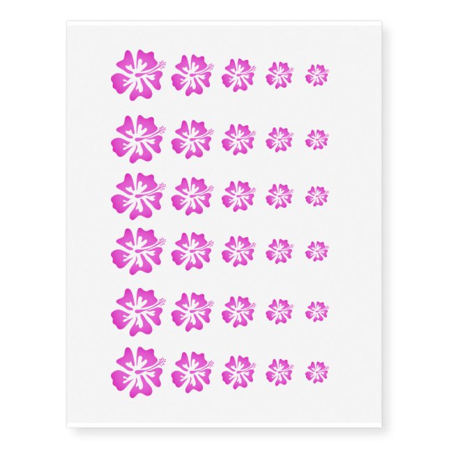 Pink Hawaiian Hibiscus flower temporary tattoo (Front)