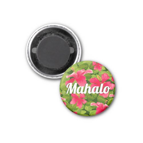 Pink Hawaiian Hibiscus Mahalo Magnet