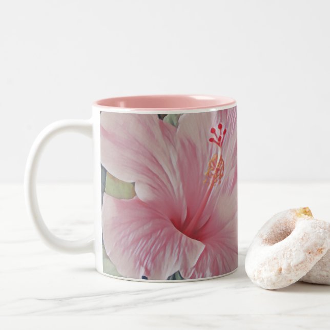 Pink Hawaiian Hibiscus Mug (With Donut)