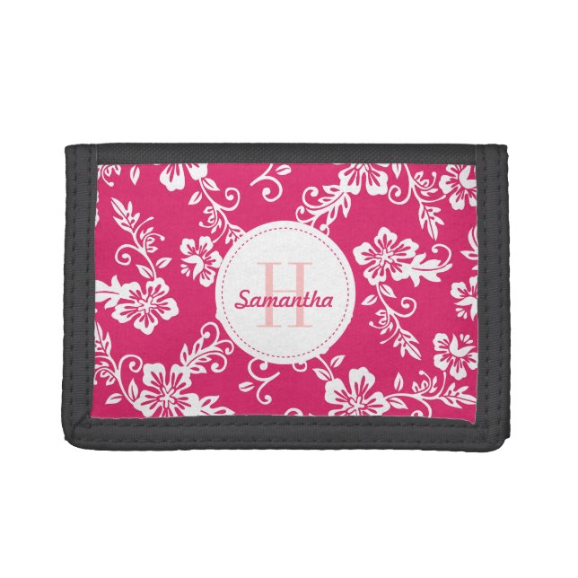 Pink Hawaiian Monogram Personalized Girls Wallet (Front)