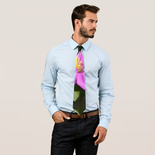 Pink Hawaiian Plumeria  Poster Faux Canvas Print A Neck Tie (In Situ)