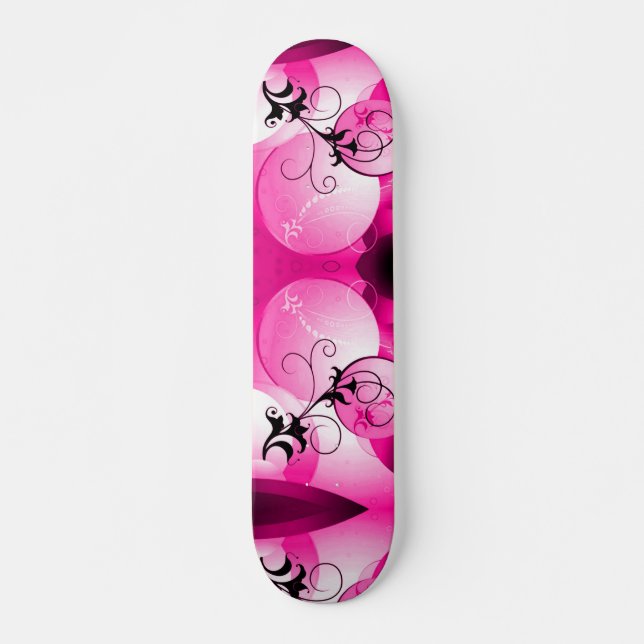 Pink Hawaiian Sunrise Cruiser Custom Pro Long Skateboard Deck (Front)