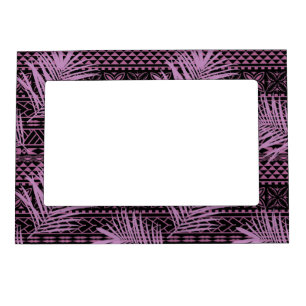 Pink Hawaiian Tribal Pattern With Palm Leaves  Magnetic Frame