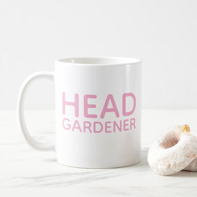 Pink Head Gardener coffee mug (With Donut)