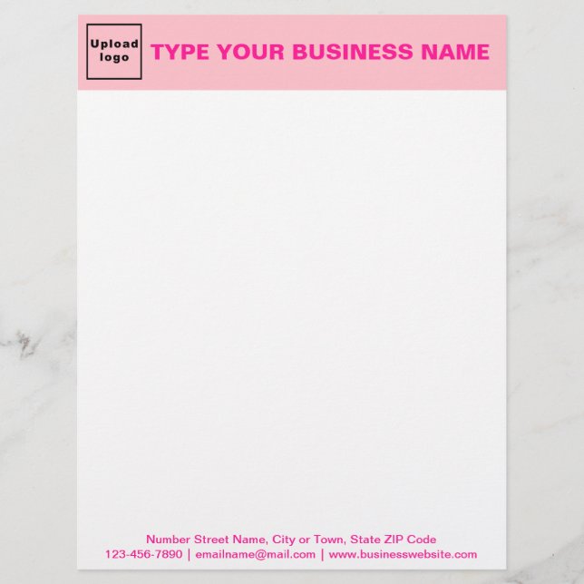 Pink Header and Texts on Footer of Business Letterhead (Front)