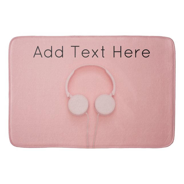 Pink Headphones with Wires Bath Mat (Front)
