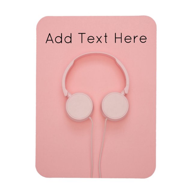Pink Headphones with Wires Magnet (Vertical)