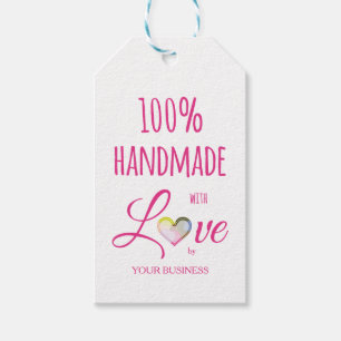 Pink Heart 100% Quote Craft Articles Handmade Gift Tags