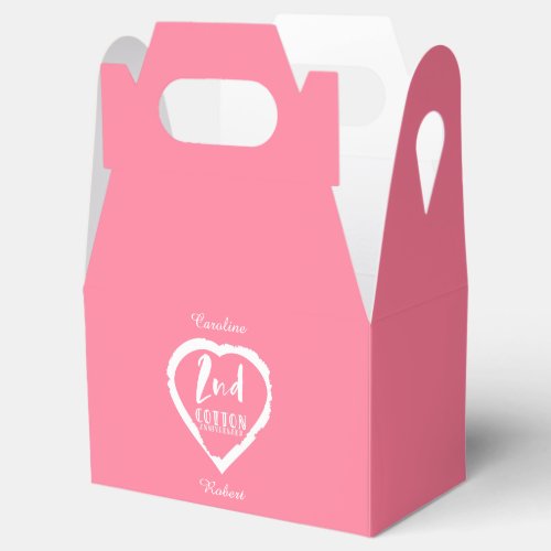Pink Heart 2nd Cotton Wedding Anniversary Favor Boxes