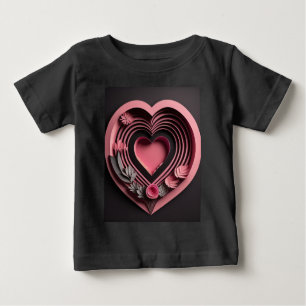 Pink Heart 3D Paper Art Design T-shirt 
