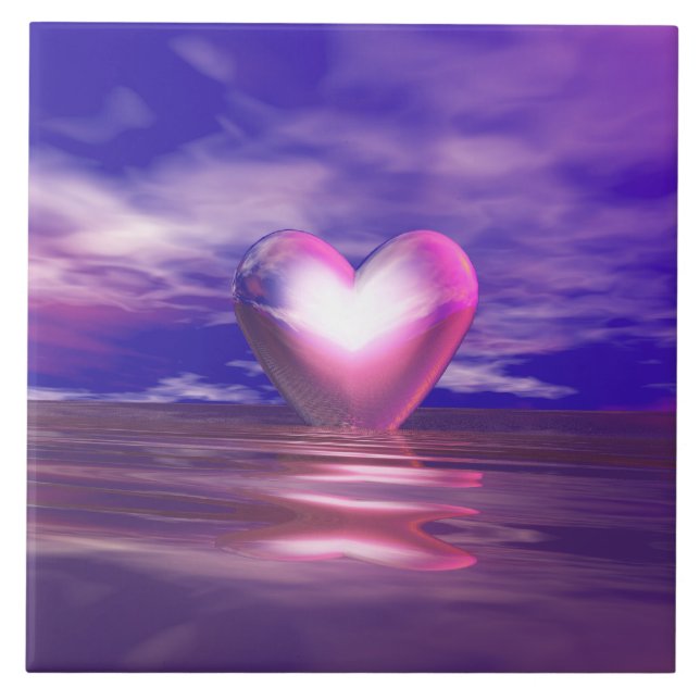 Pink Heart Afloat Ceramic Tile (Front)