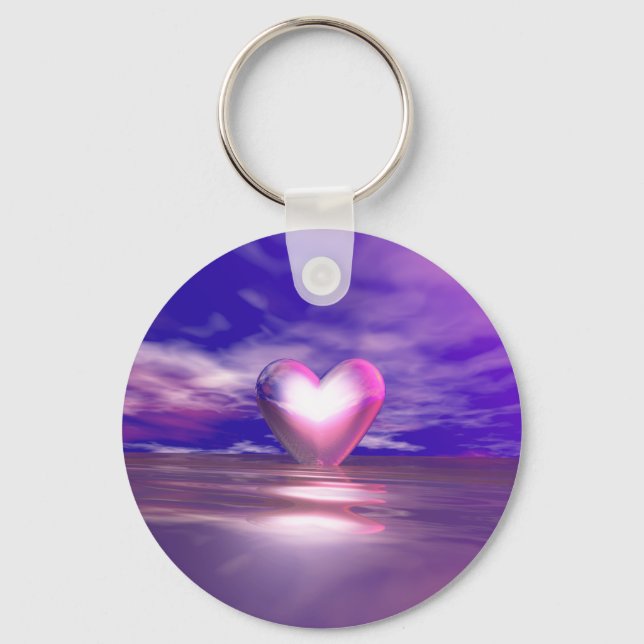 Pink Heart Afloat Keychain (Front)