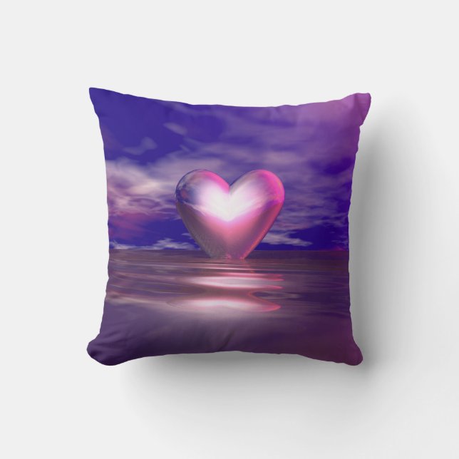 Pink Heart Afloat Throw Pillow (Front)