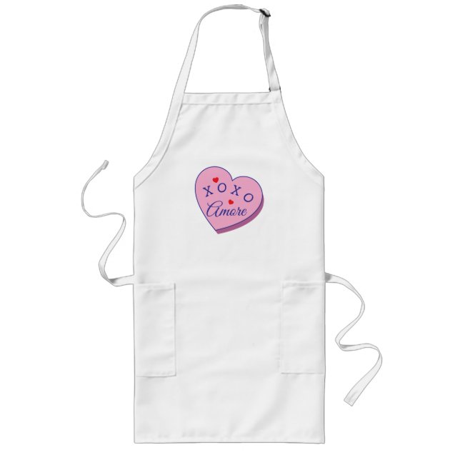 Pink Heart Amore XOXO Valentine’s Day Apron (Front)