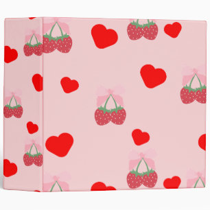 pink heart and berries 3 ring binder