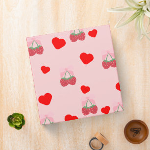 pink heart and berries 3 ring binder