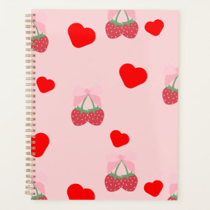 pink heart and berries planner