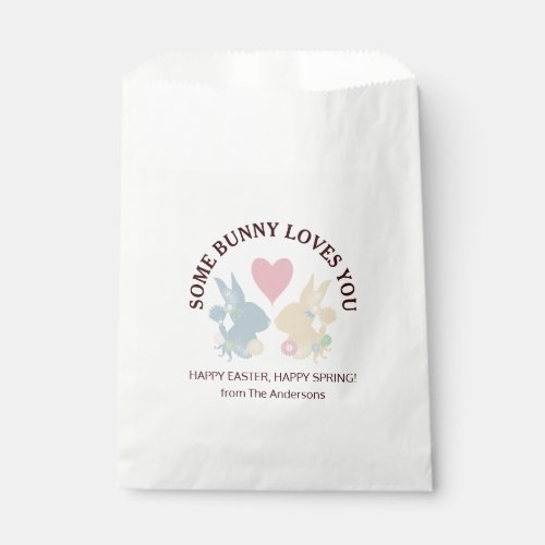 Pink Heart and Colorful Pastel Easter Bunny Favor Bag