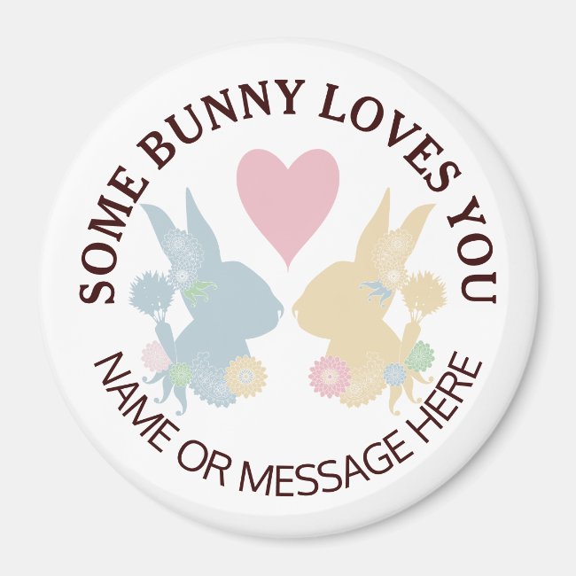 Pink Heart and Colorful Pastel Easter Bunny