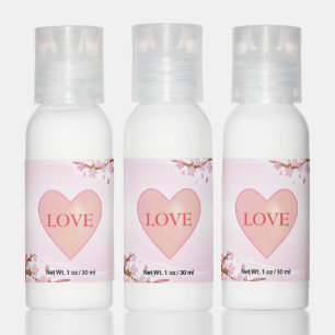 Pink heart and flowers on light rose gold gradient hand lotion