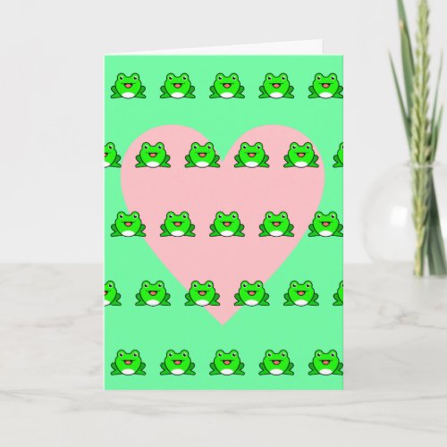 Pink Heart and Frogs Leap Year Birthday Card
