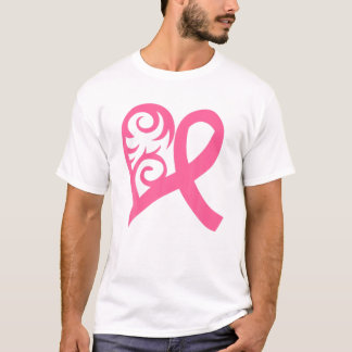 Pink Heart And Ribbon Fight Against Breast Cancer T-Shirt