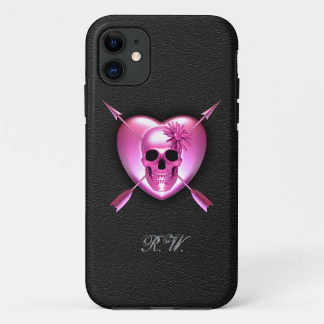 Pink Heart and Skull iPhone 5 Case (Back)