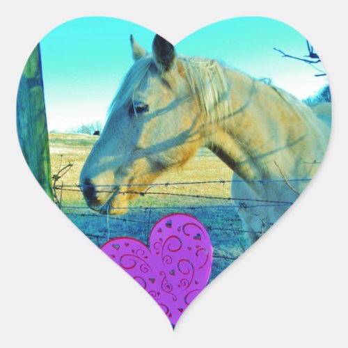 Pink Heart and Yellow Horse Heart Sticker