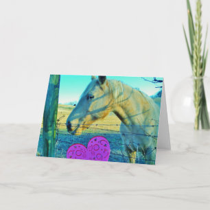 Pink Heart and Yellow Horse Holiday Card