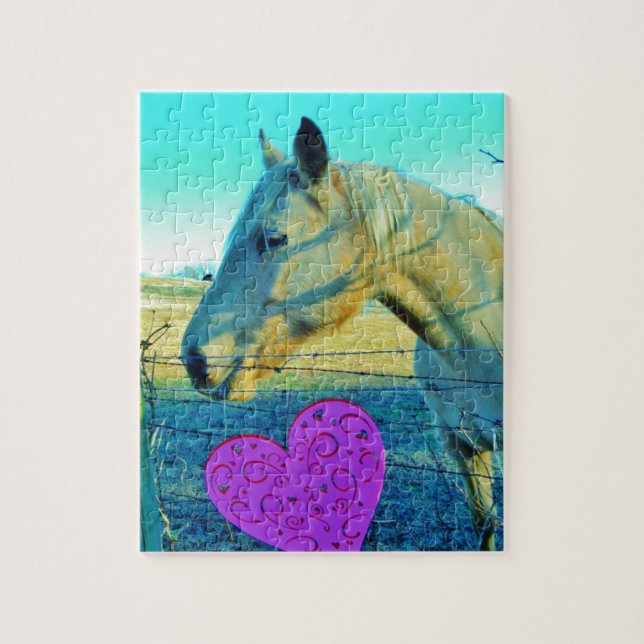 Pink Heart and Yellow Horse Jigsaw Puzzle (Vertical)