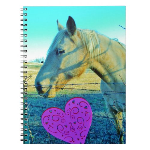 Pink Heart and Yellow Horse Notebook