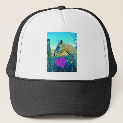 Pink Heart and Yellow Horse Trucker Hat