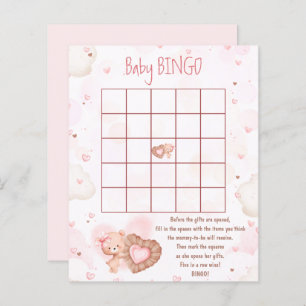 Pink Heart Baby Bingo Girl Baby Shower Game