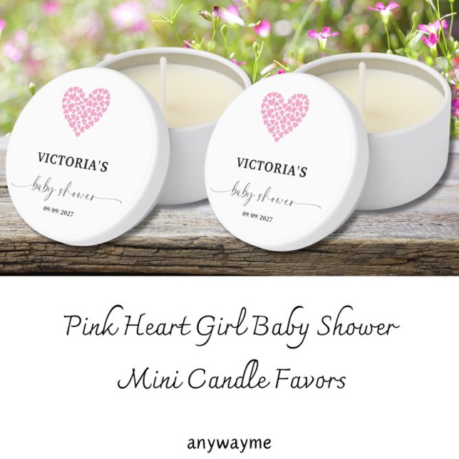 Pink Heart Baby Shower  Mini Candle Favors (Creator Uploaded)