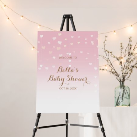 Pink Heart  Baby Shower Party Sign