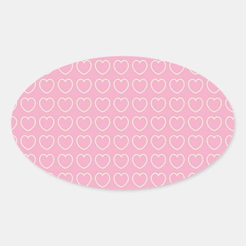 Pink Heart Background Oval Sticker