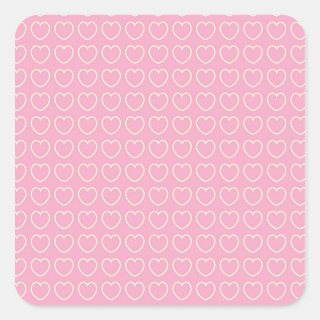 Pink Heart Background Square Sticker (Front)