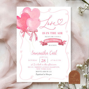 Pink Heart Balloon Bridal Shower Invitation