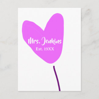 Pink heart balloon Mrs add name est. Add year love Postcard