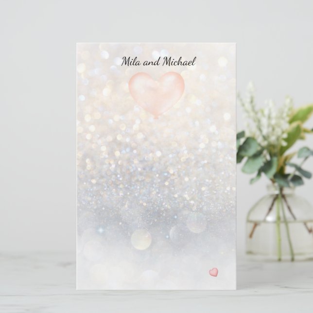 Pink Heart Balloon Stationery (Standing Front)