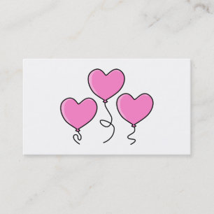 Pink Heart Balloon with Black Outline. Business Card