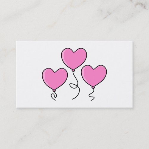 Pink Heart Balloon with Black Outline Business Card